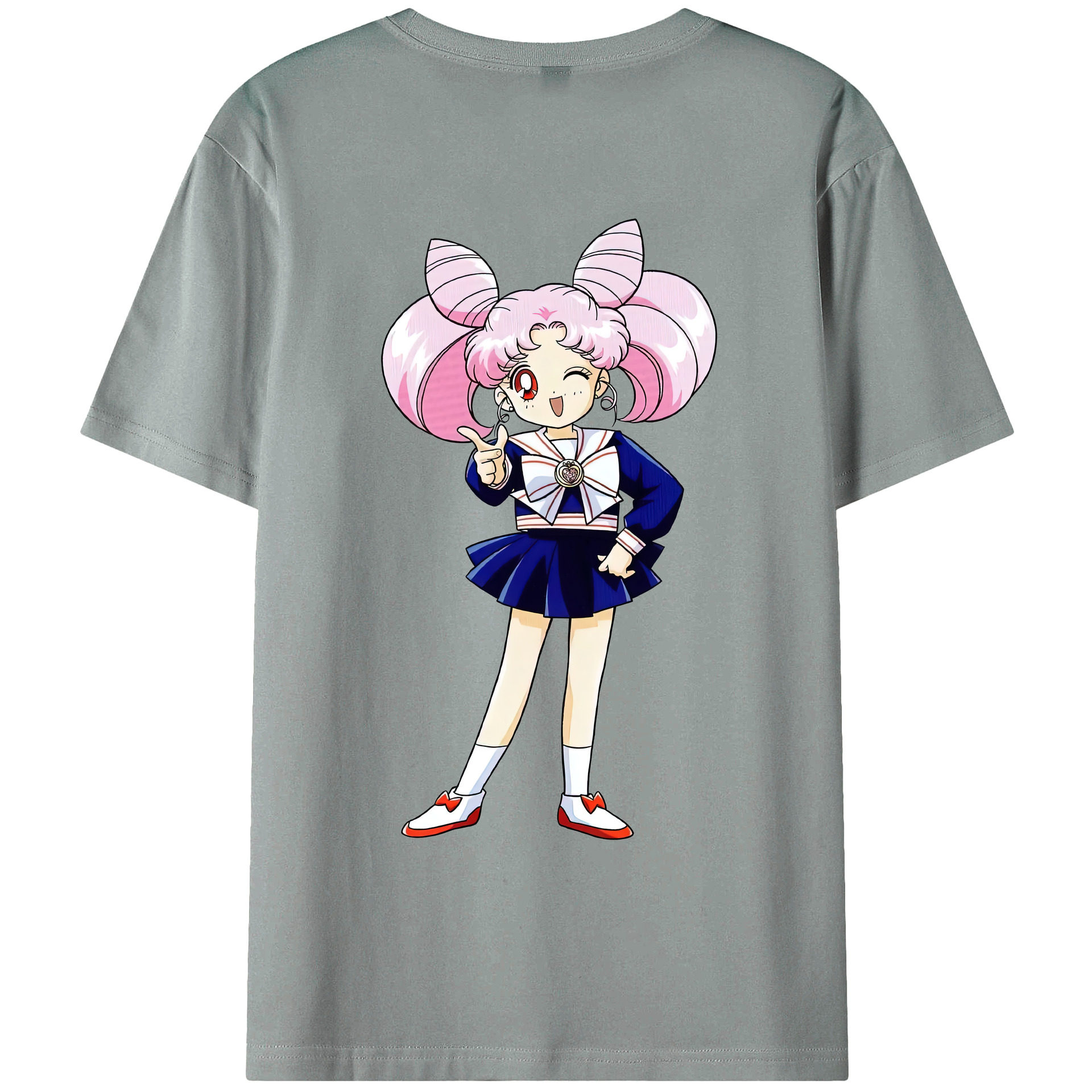 （画像用） 美少女戦士セーラームーン ちびうさ Sailor Moon Chibiusa Tsukino Usagi Small Lady Serenity 綿100％ メンズ半袖Tシャツ（バックプリント） 通気性